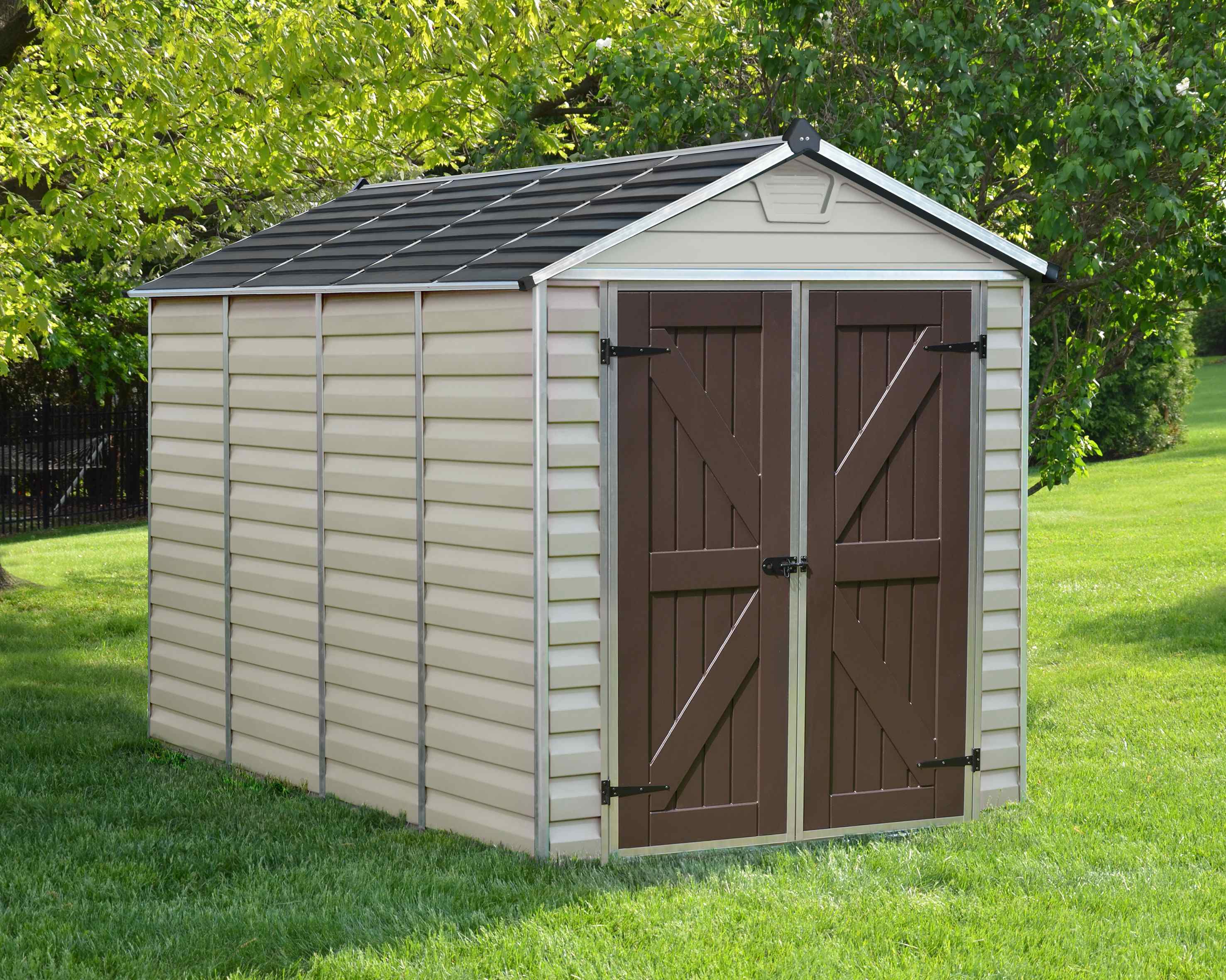 SkyLight Plastic 6x10 Dark Tan Apex Garden Shed - Canopia by Palram