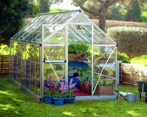 Harmony Aluminium Frame 6ft x 14ft Polycarbonate Greenhouse in Silver - Canopia by Palram