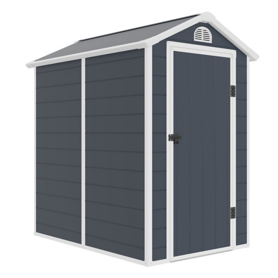 Jasmine 4x6ft Plastic Apex Small Garden Shed with Foundation Kit - Light Grey