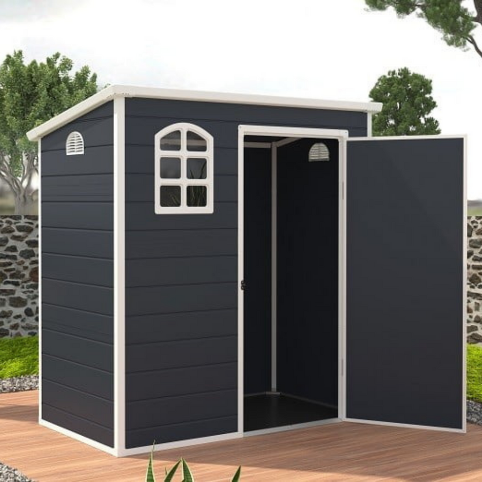 Jasmine 6x3 Plastic Pent Small Garden Shed with Foundation Kit