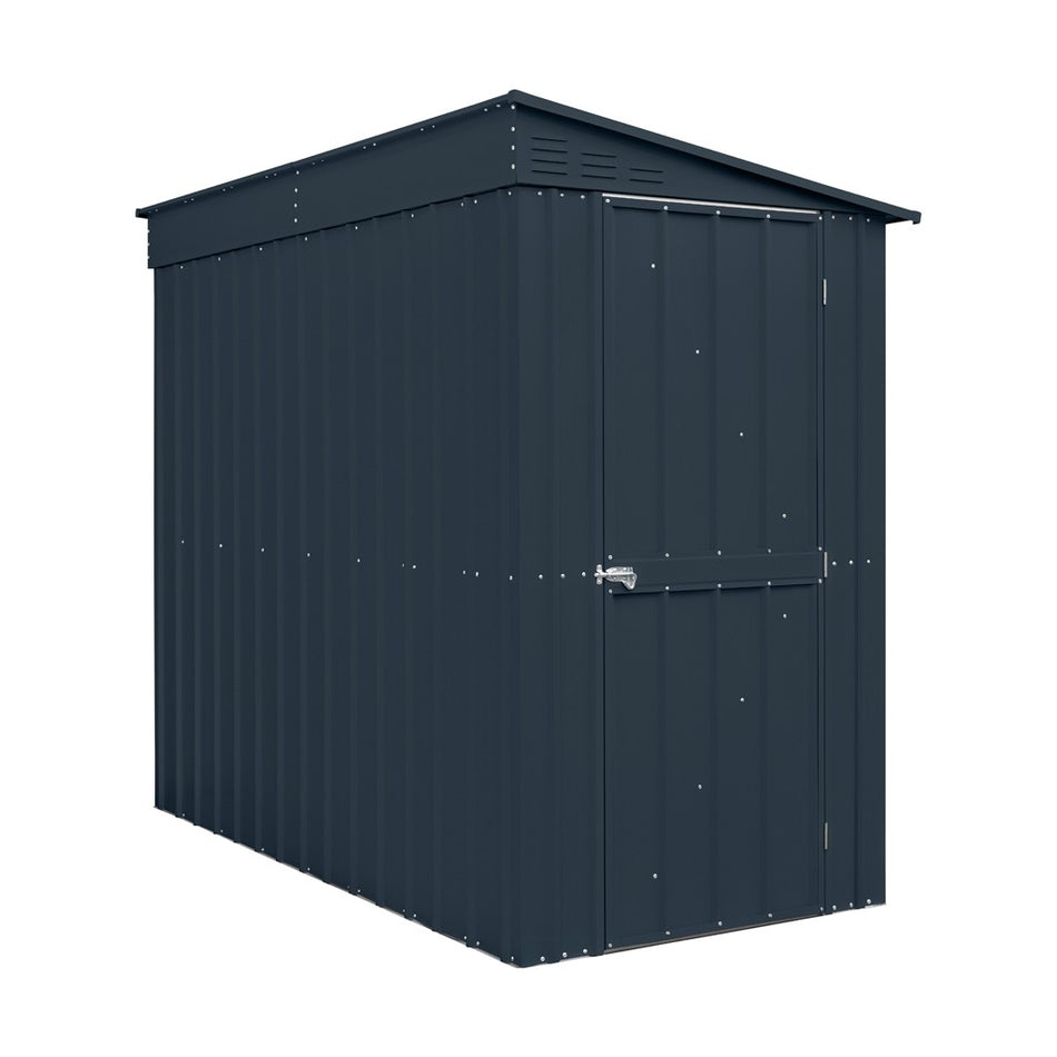 Globel 4x8ft Lean-To Metal Garden Shed - Anthracite Grey