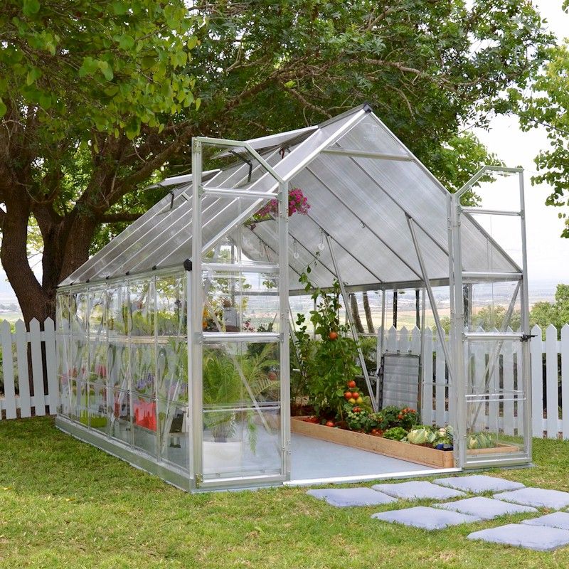 Balance Aluminium Frame 8ft x 16ft Polycarbonate Greenhouse in Silver - Canopia by Palram
