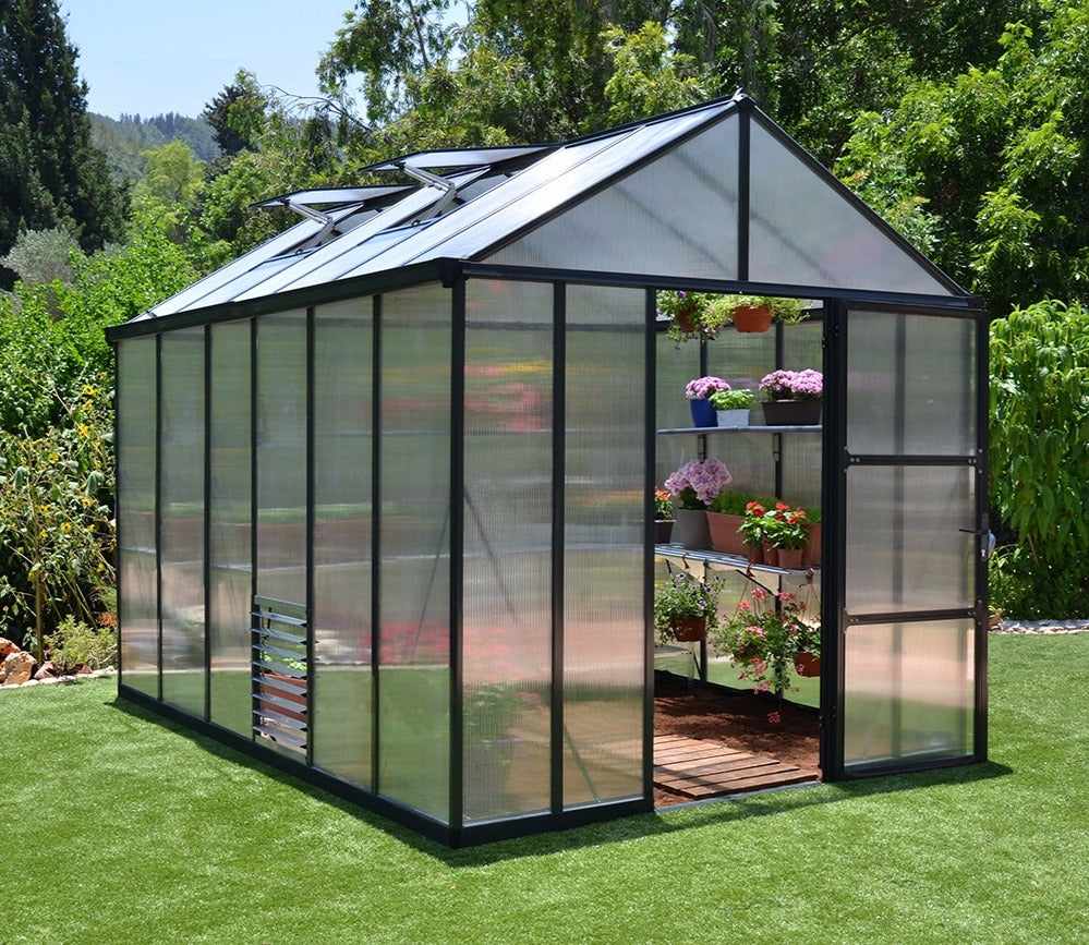Glory Aluminium Frame 8ft x 12ft Premium Polycarbonate Greenhouse in Grey - Canopia by Palram