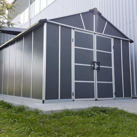 Yukon 11 x 13 Dark Grey Plastic Garden Apex Shed with Floor - Canopia by Palram