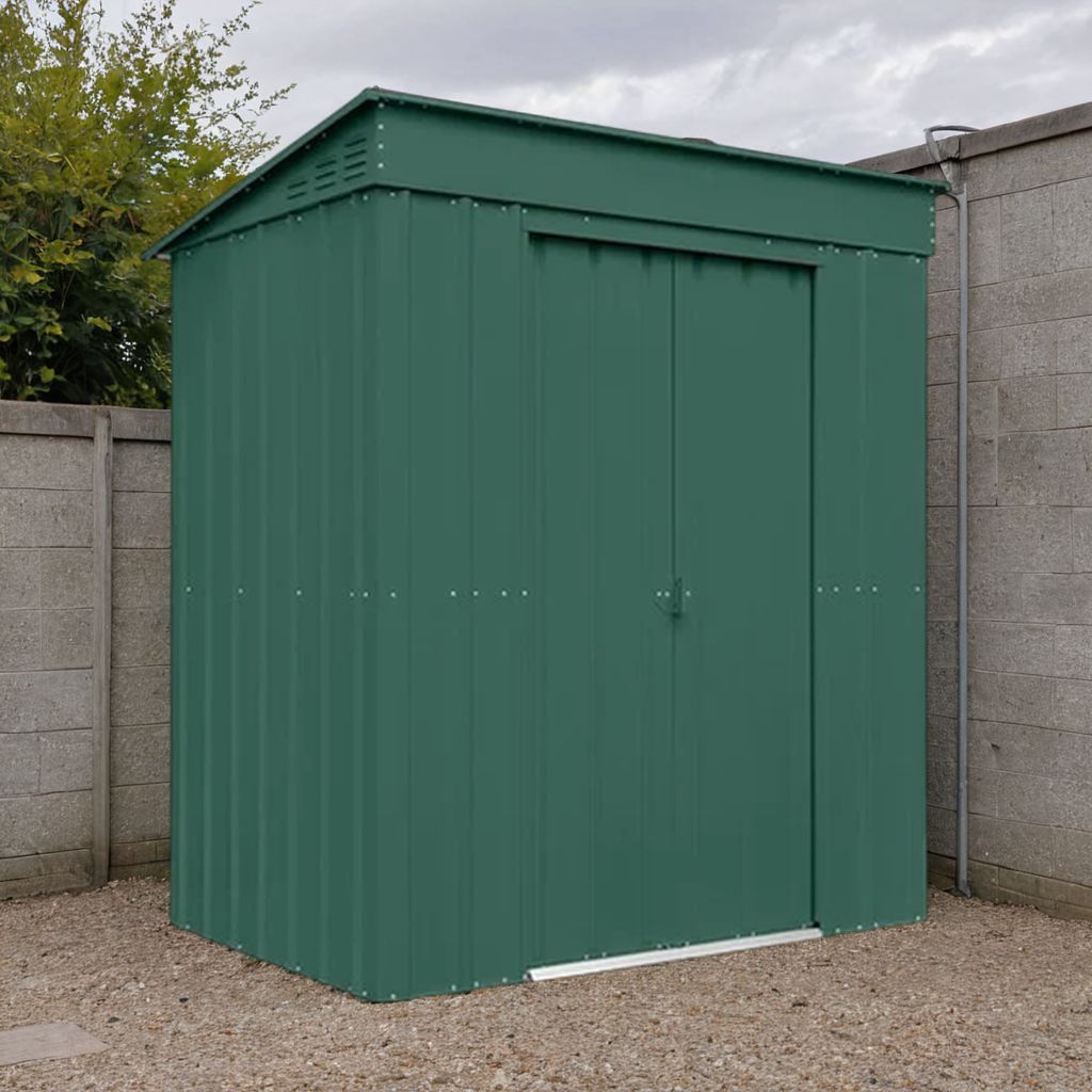 Globel 6x4ft Pent Metal Garden Shed - Green