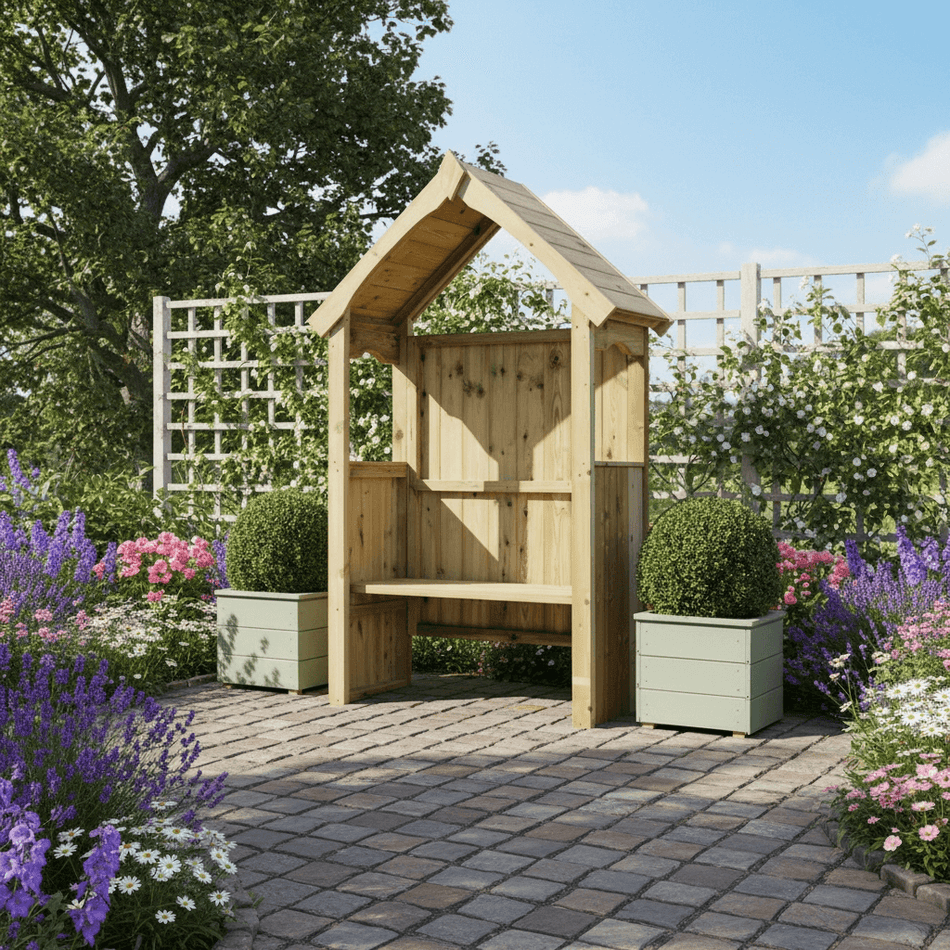 Poppy 2 Seater Chunky Wooden Arbour - Churnet Valley