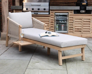 Roma Sunlounger with Left/Right Pullout Side Table