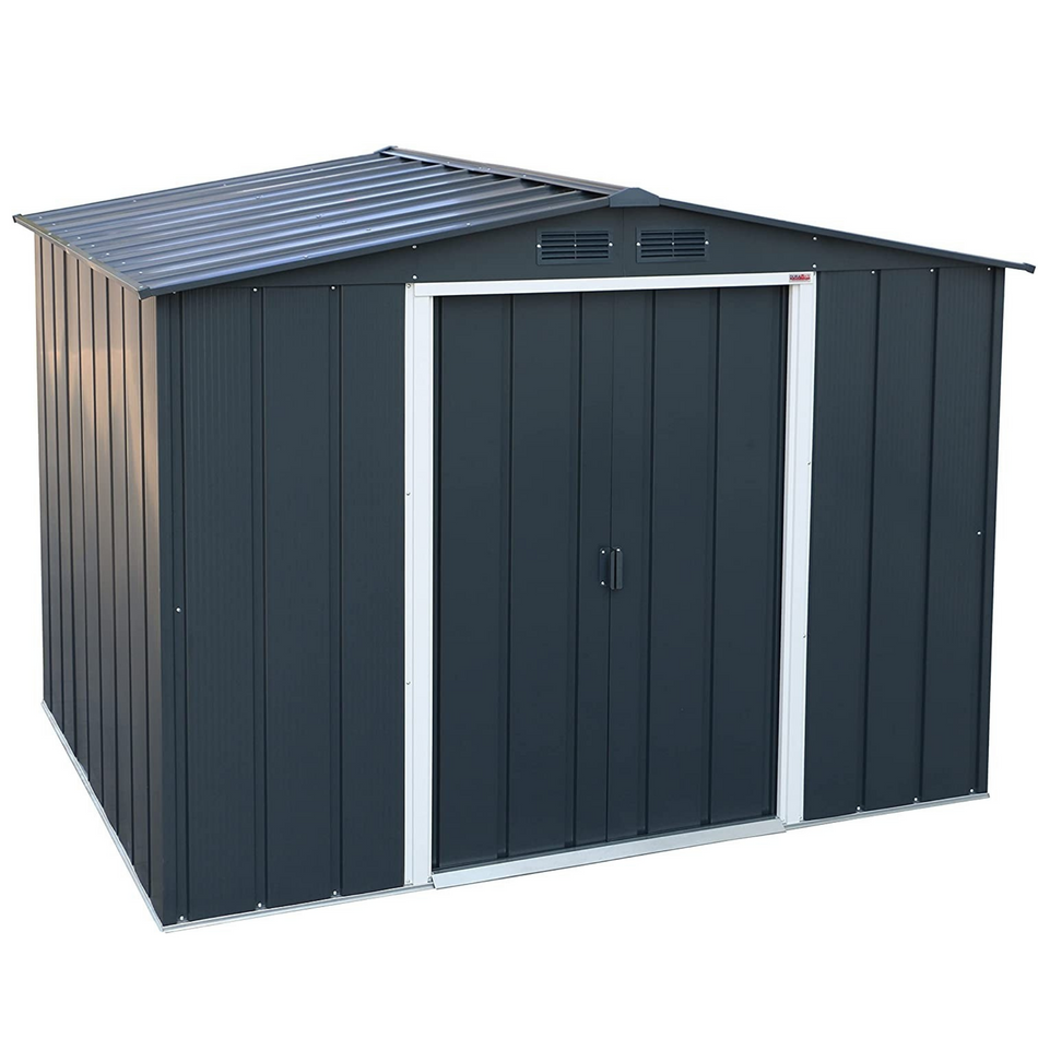 Sapphire 8x6ft Apex Metal Garden Shed - Grey