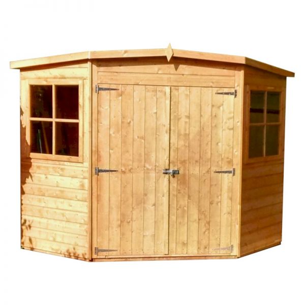 Shire 10x10 Premium Corner Flatpack Garden Shed with Double Doors