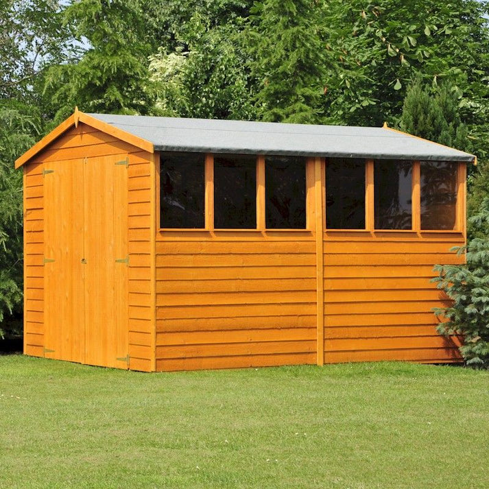 Shire 10x10 Overlap Apex Garden Shed with Double Doors