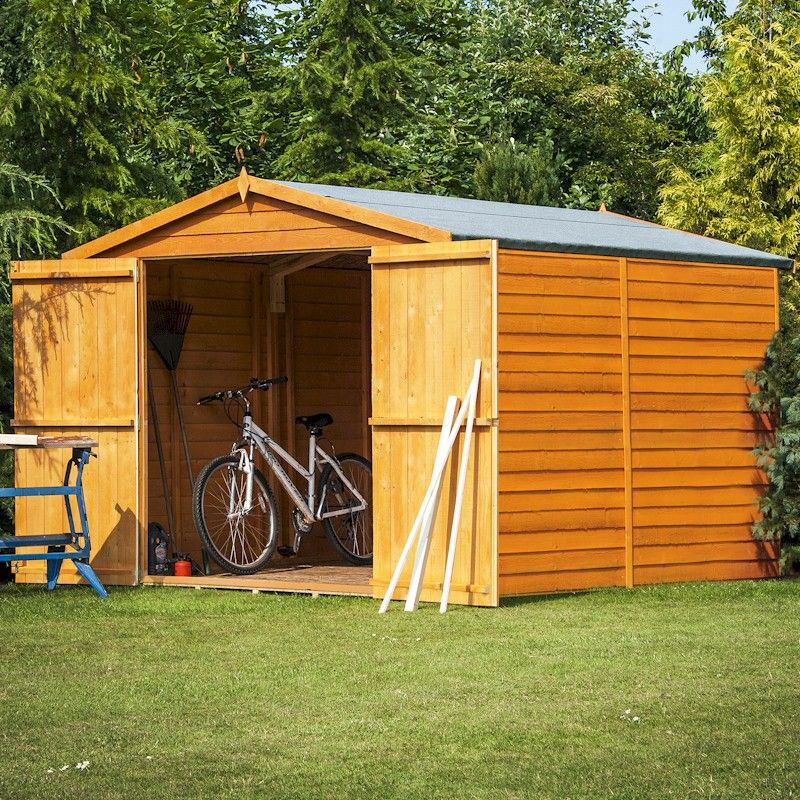 Shire 10x8 Dip Treated Overlap Windowless Garden Shed with Double Doors