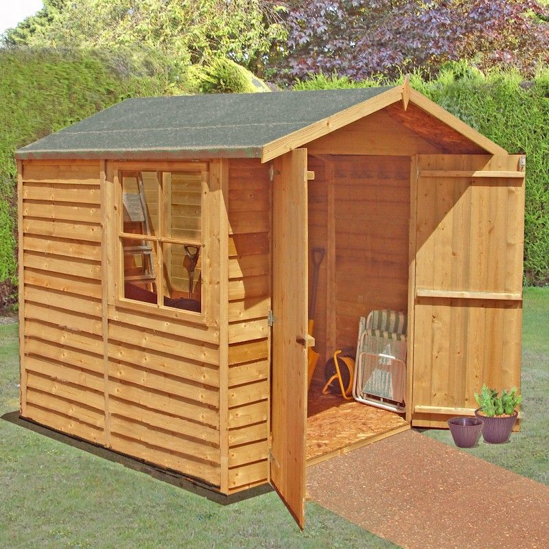 Shire 7x7 Dip Treated Overlap Garden Shed with Double Doors