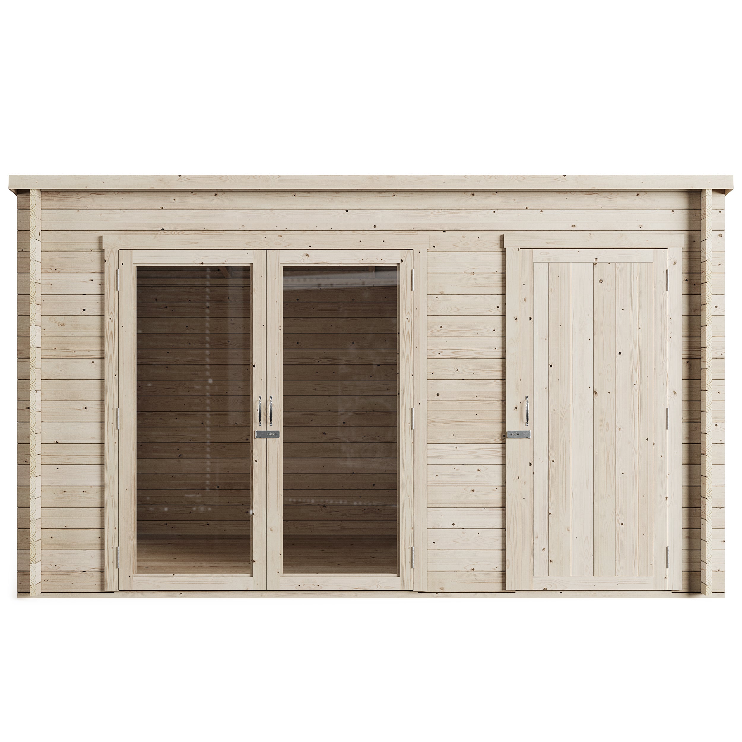 Store More Darton Pent Log Cabin Summerhouse with Side Store - Pressure Treated - 12ft x 8ft