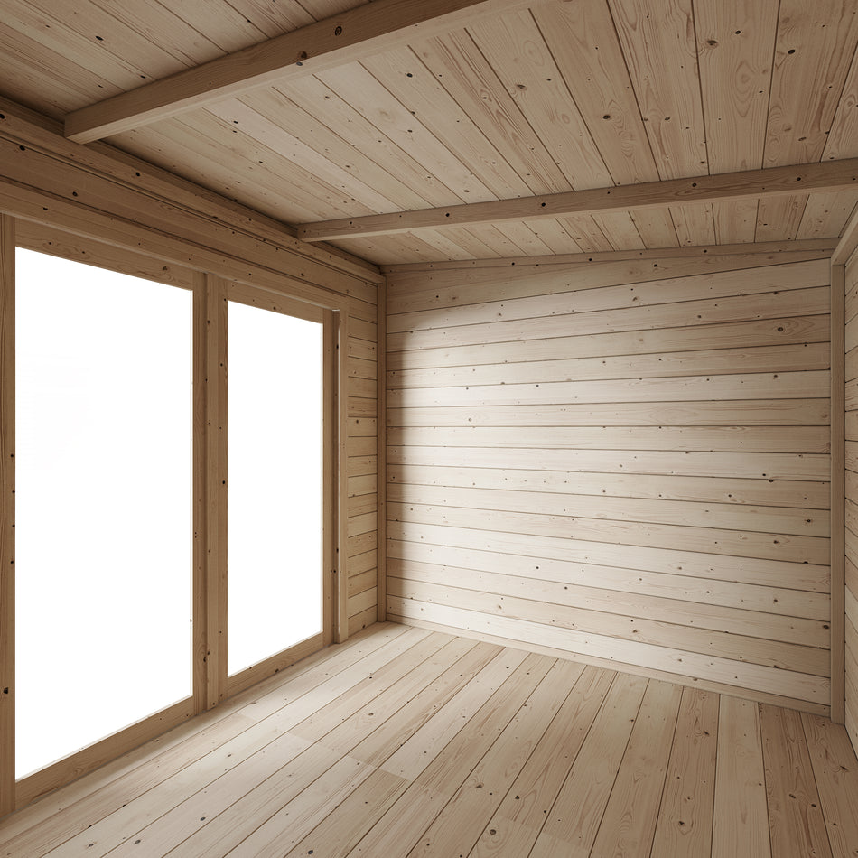 Store More Darton Pent Log Cabin Summerhouse with Side Storage - Pressure Treated - 12ft x 8ft