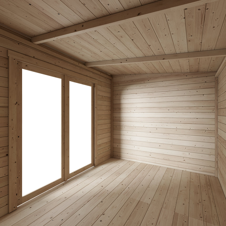 Store More Darton Pent Log Cabin Summerhouse with Side Storage - Pressure Treated -14ft x 8ft