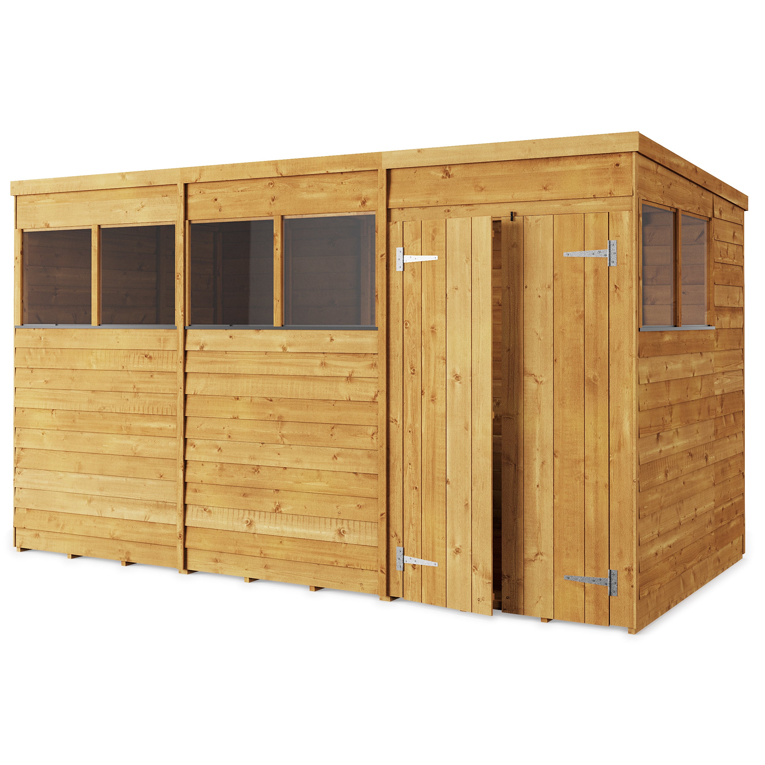 Store More 12x6 Overlap Pent Garden Shed with Double Doors & Windows