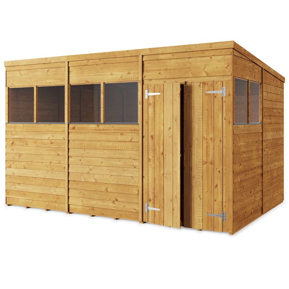 Store More 12x8 Overlap Pent Garden Shed with Double Doors & Windows