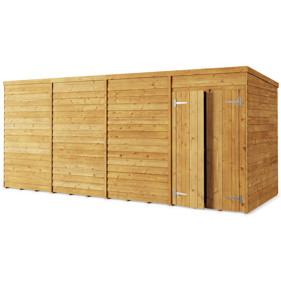 Store More 16x6 Large Overlap Pent Garden Shed with Double Doors (Windowless)