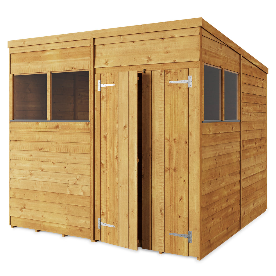 Store More 8x8 Overlap Pent Garden Shed with Double Doors & Windows