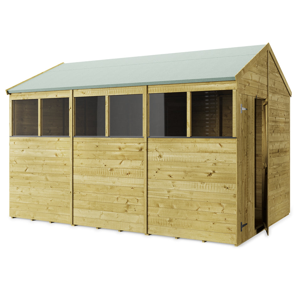 Store More 12x8 Tongue and Groove Apex Garden Shed with Double Doors & Windows