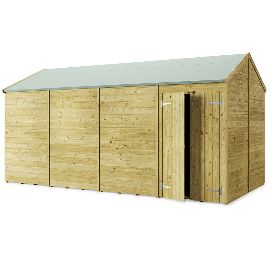 Store More 16x8 Large Tongue and Groove Apex Garden Shed with Double Doors (Windowless)