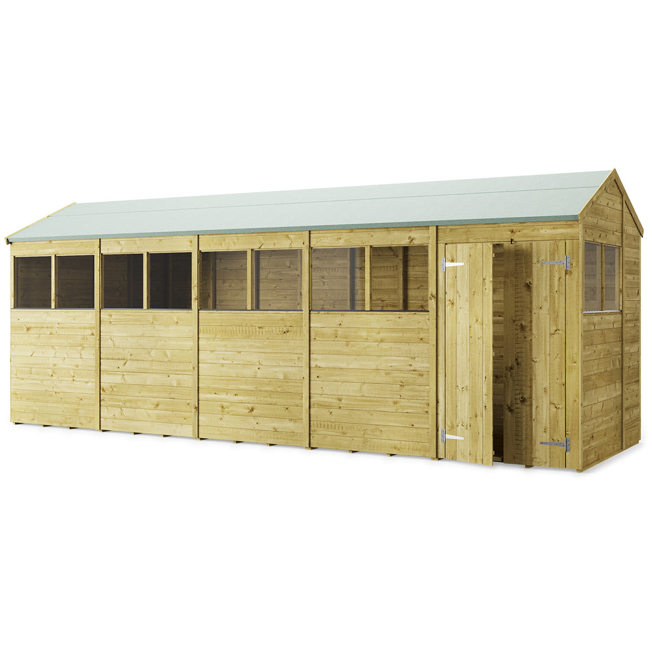Store More 20x6 Large Tongue and Groove Apex Garden Shed with Double Doors & Windows