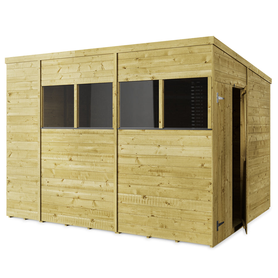 Store More 10x8 Tongue and Groove Pent Shed with Double Doors & Windows