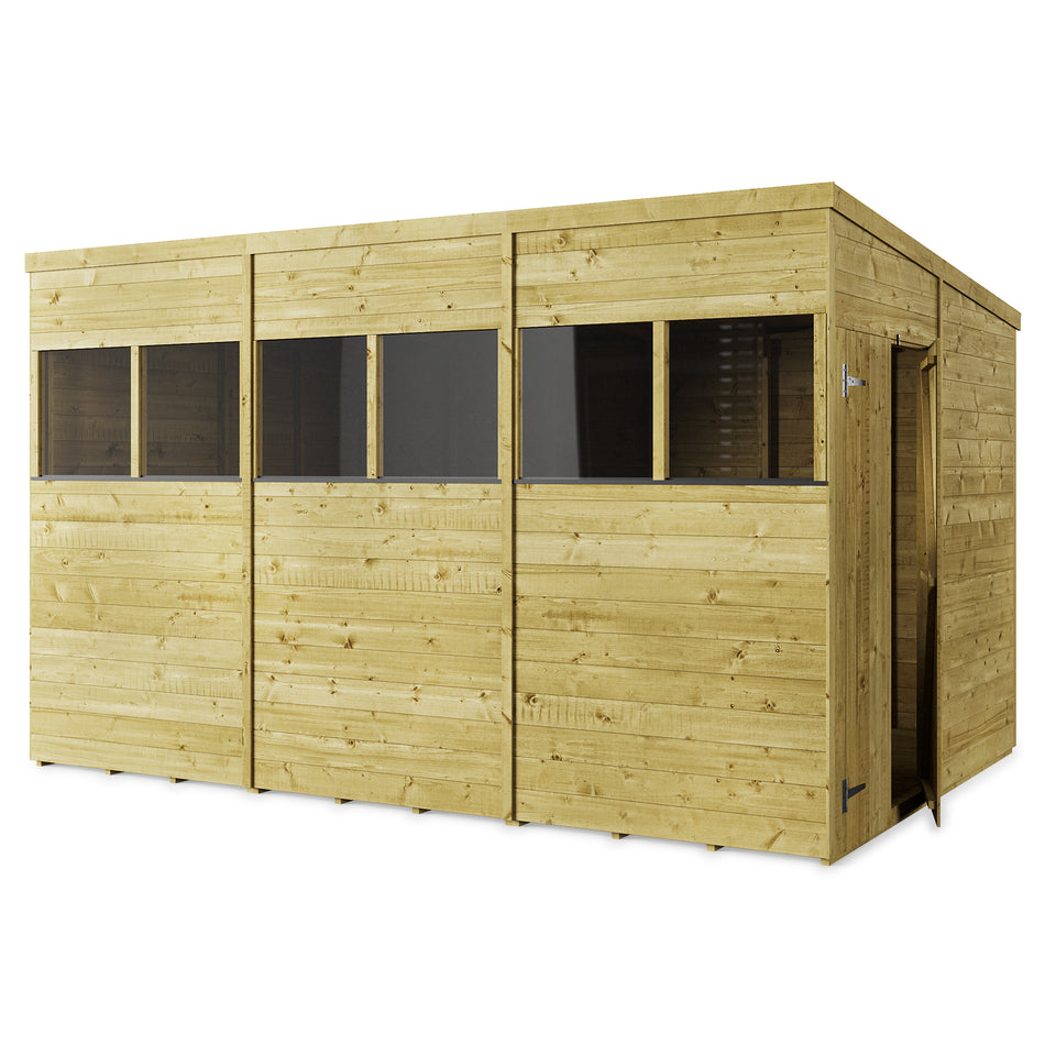 Store More 12x8 Tongue and Groove Pent Shed with Double Doors & Windows