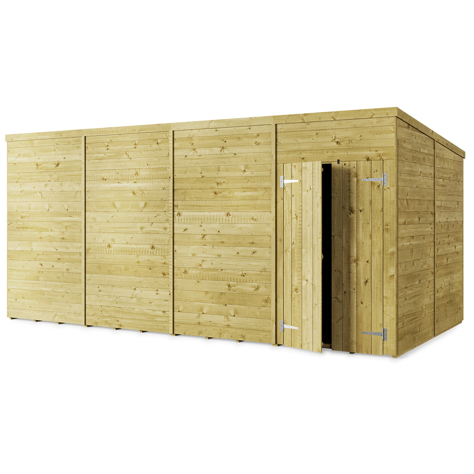 Store More 16x8 Large Tongue and Groove Pent Shed with Double Doors (Windowless)