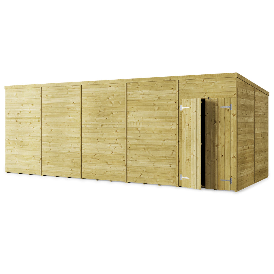 Store More 20x8 Large Tongue and Groove Pent Shed with Double Doors (Windowless)