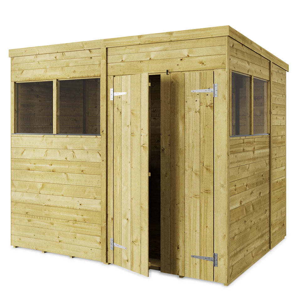 Store More 8x6 Tongue and Groove Pent Shed with Double Doors & Windows