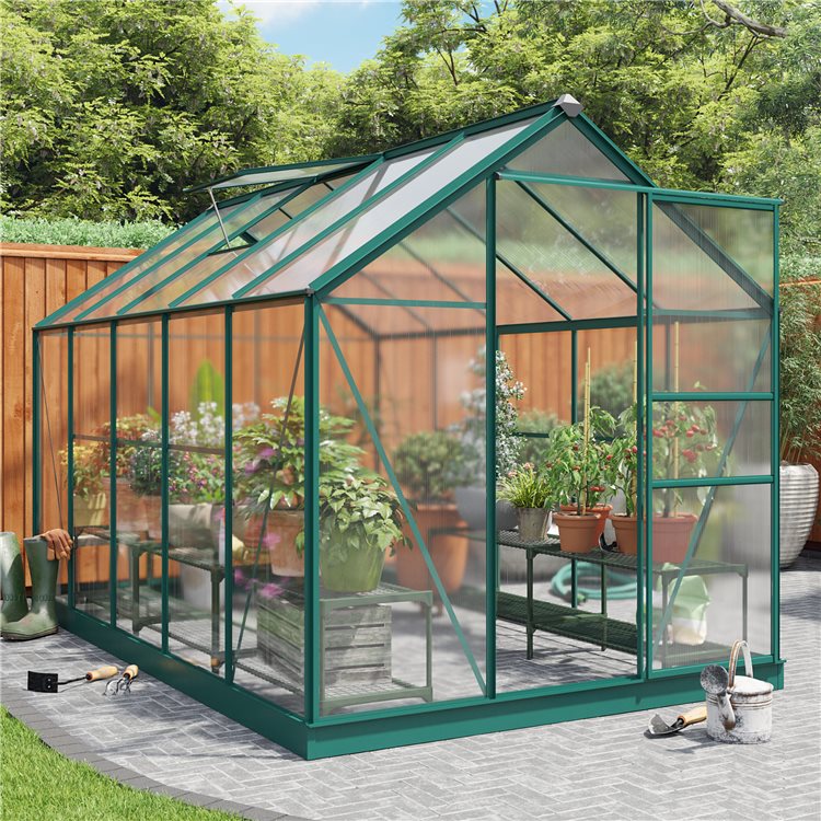 Rosette Hobby 6x10 Aluminium Polycarbonate Greenhouse in Green