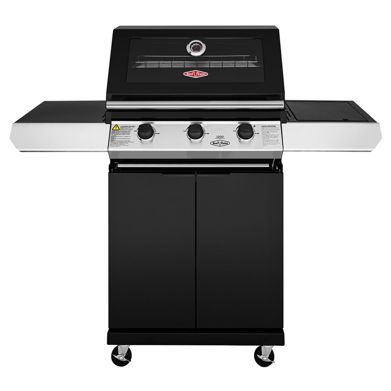 Beefeater 1200E 3 Burner Gas BBQ & Side Burner with Built In Trolley