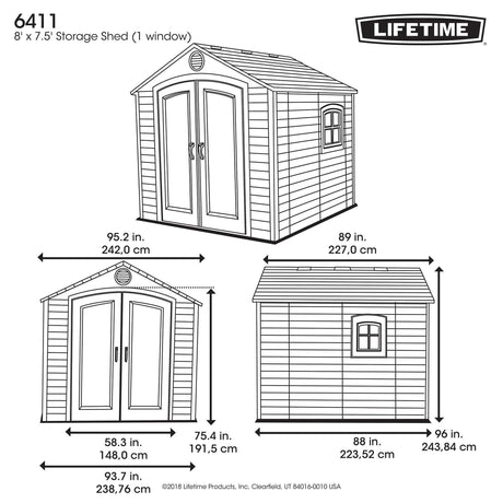 Lifetime 8ft x 7.5ft (Special Edition) Heavy Duty Plastic Shed