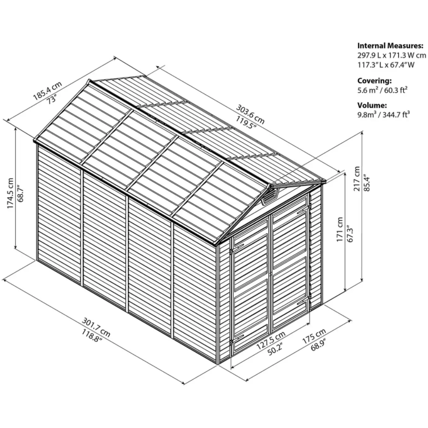 Palram Canopia Skylight Shed 6x10 Dark Grey