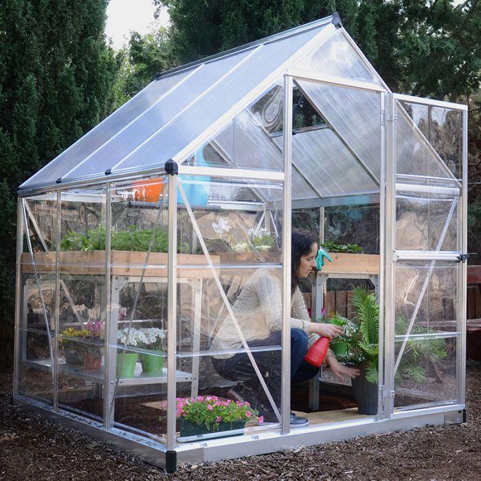 Hybrid Aluminium Frame 6x6 Silver Polycarbonate Greenhouse - Canopia By Palram