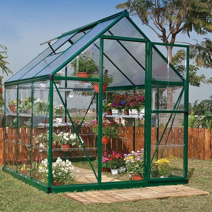 Hybrid Aluminium Frame 6x6 Green Polycarbonate Greenhouse