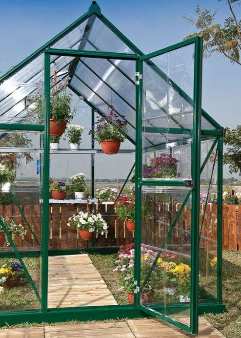 Hybrid Aluminium Frame 6x14 Polycarbonate Greenhouse - Green - Canopia By Palram