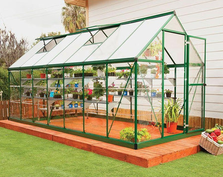 Hybrid Aluminium Frame 6x14 Polycarbonate Greenhouse - Green - Canopia By Palram 