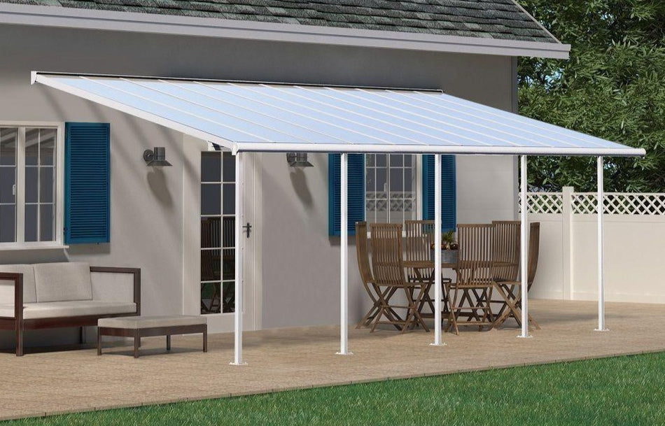 Sierra Aluminium 3m x 7.3m White Polycarbonate Patio Cover - Canopia By Palram