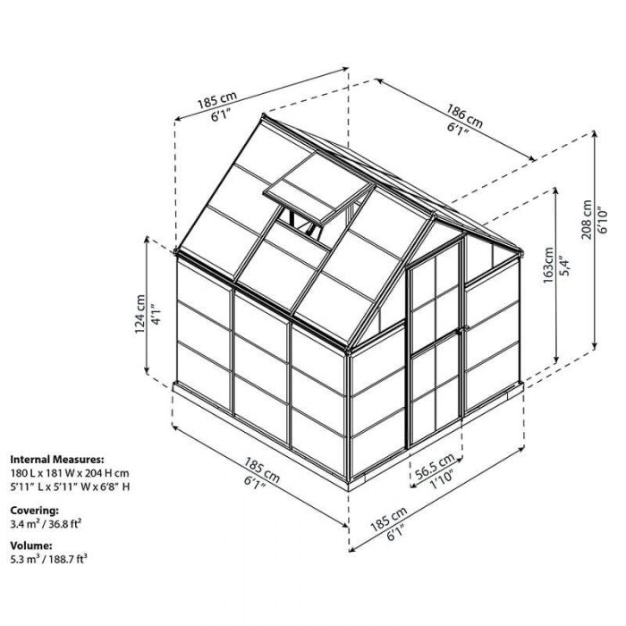 Canopia By Palram Hybrid 6x6 Grey Polycarbonate Greenhouse