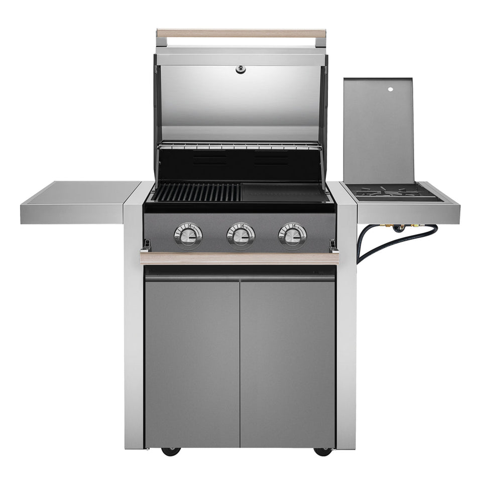 Beefeater 1500 Series 3 Burner Gas BBQ & Side Burner with Trolley