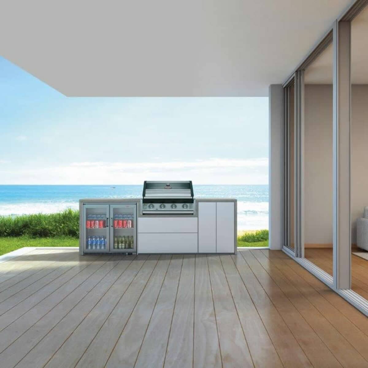 BeefEater Harmony 4 Burner Outdoor Kitchen Double Fridge Pack