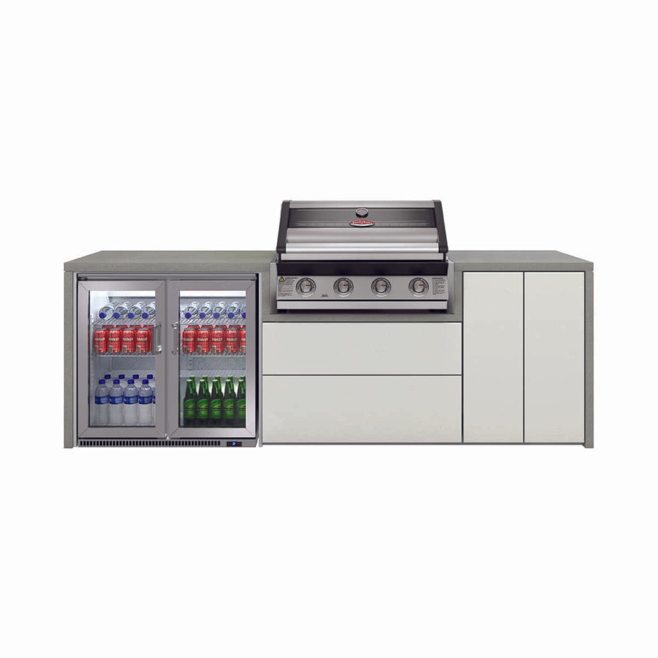 BeefEater Harmony 4 Burner Outdoor Kitchen Double Fridge Pack