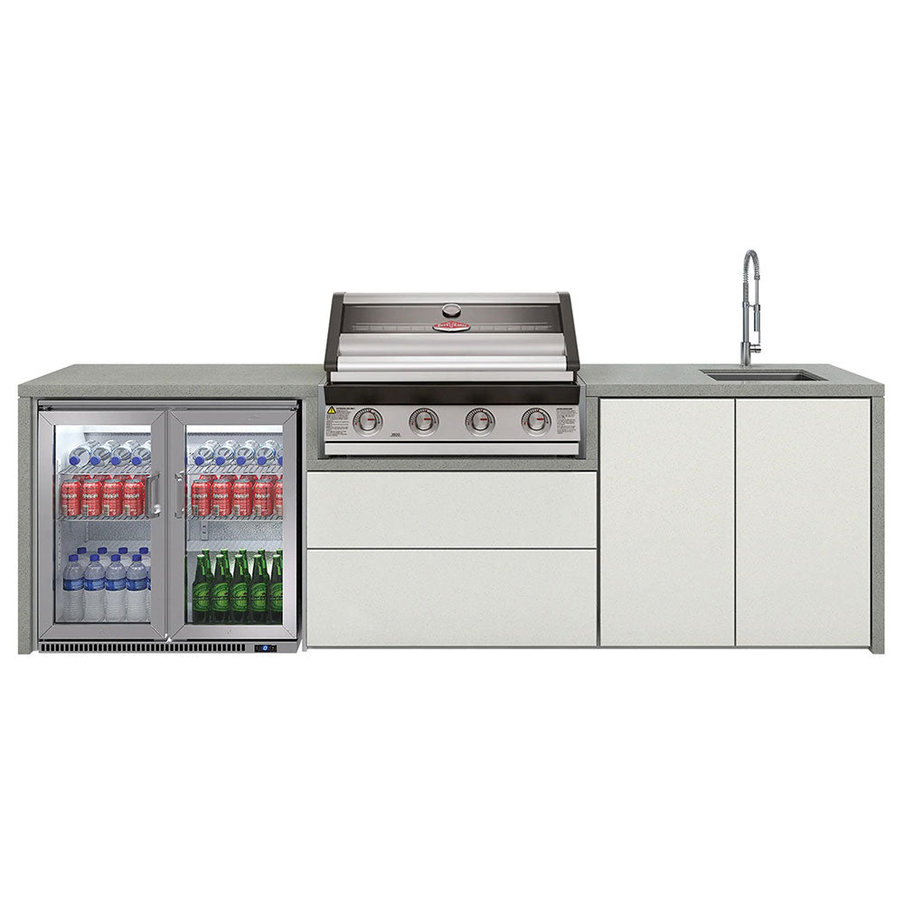 BeefEater Harmony Outdoor Kitchen with 1600S 4 Burner Gas BBQ, Double Fridge and Sink