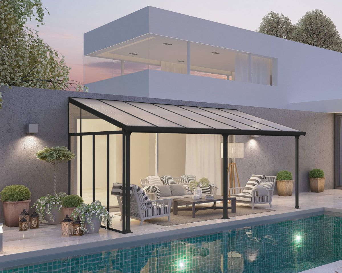 Canopia by Palram Aluminium Patio Cover Side Wall - Grey - 3m Option Compatibility