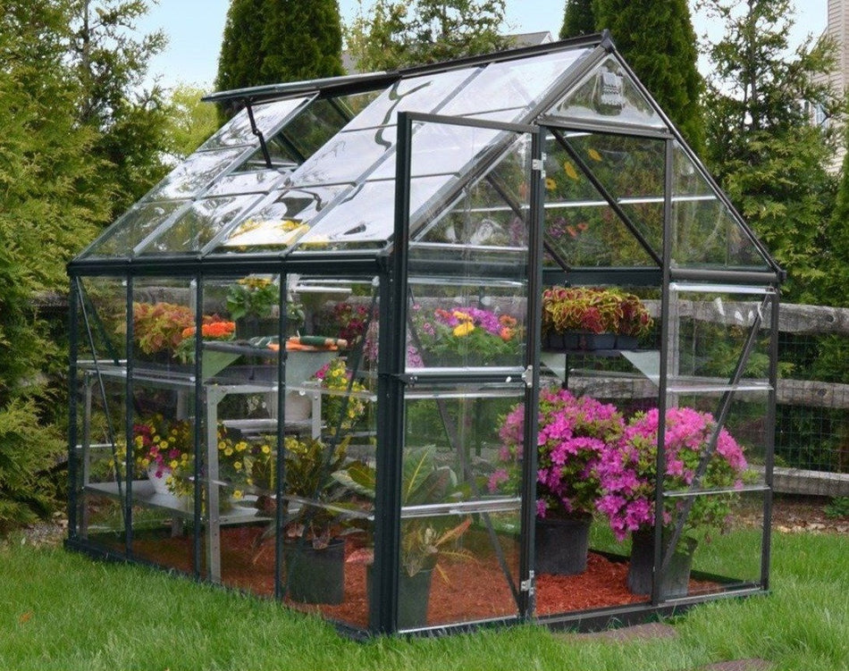 Harmony Aluminium Frame 6ft x 8ft Polycarbonate Greenhouse in Grey - Canopia by Palram