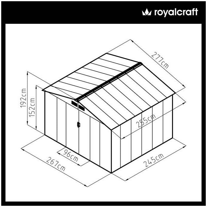 RoyalCraft Oxford Shed 4 – 9.1ft x 8.4ft – Green