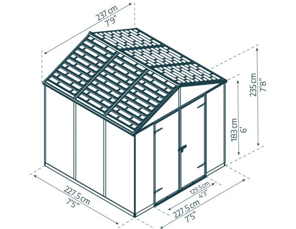 Canopia by Palram Rubicon 8 ft. x 8 ft. Shed With Floor - Dark Grey Panels