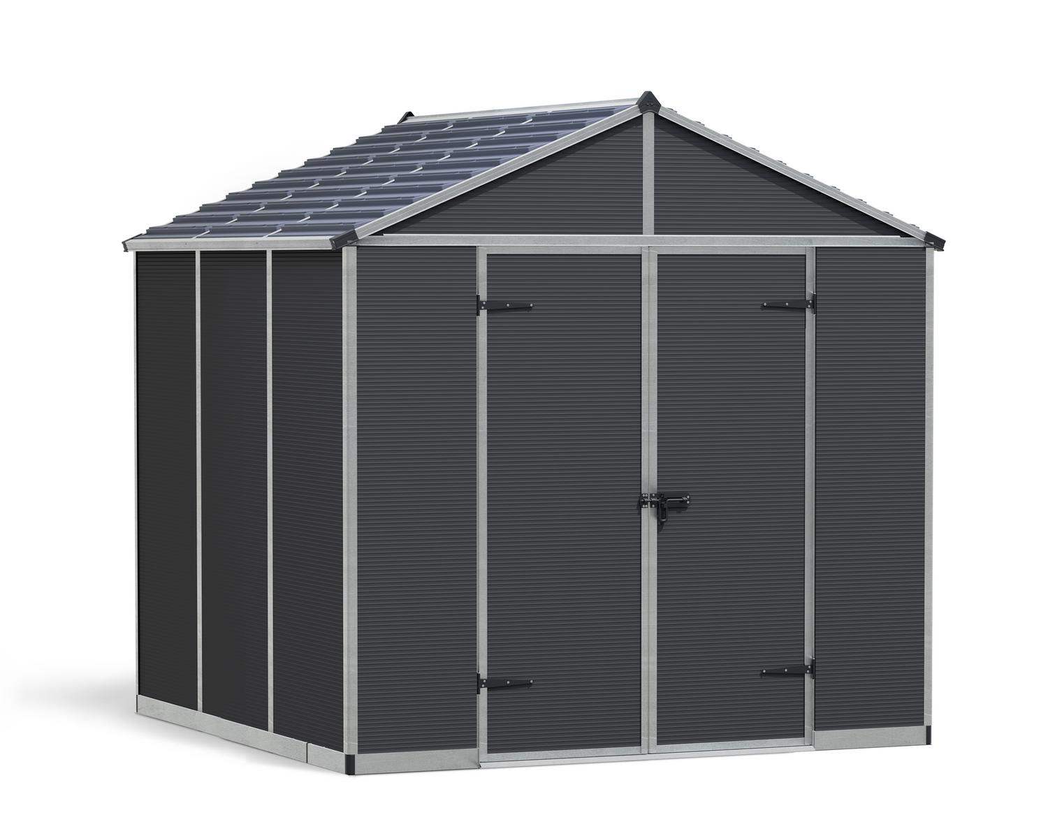 Canopia by Palram Rubicon 8 ft. x 8 ft. Shed With Floor - Dark Grey Panels